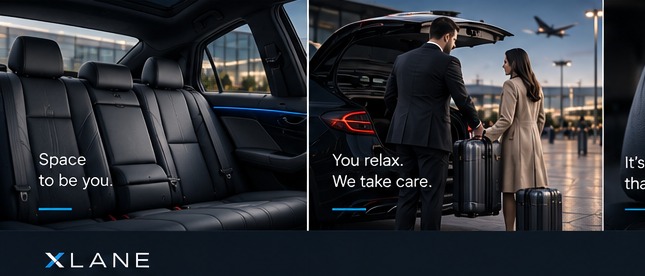 A chauffeur assisting a traveller beside a premium vehicle